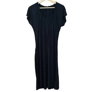 Talbots Knit Dress Scoop Neck Short Sleeve Lightweight Black Size Large Petite